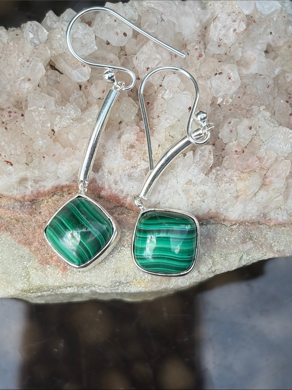 Malachite 925 Sterling Silver Earrings